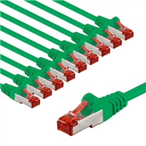 CAT 6 Patch Cable S/FTP (PiMF), 1 m, green, Set of 10