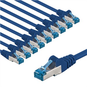 CAT 6A Câble Patch, S/FTP (PiMF), 3 m, bleu, Lot de 10