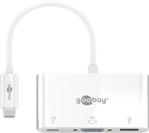 Adapter wieloportowy USB-C™ do USB-A (USB 3.0), VGA, USB-C™ (PD), biały