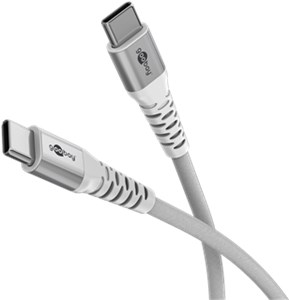 Super miękki kabel tekstylny USB-C™ z metalowymi złączami, 2 m, biały