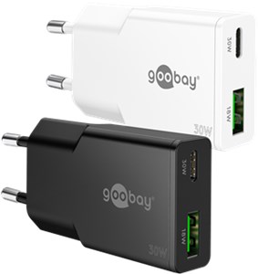 USB-C™ PD GaN Dual-Schnellladegerät Slim (30 W) schwarz USB-C™ PD GaN Dual-Schnellladegerät Slim (30 W) schwarz