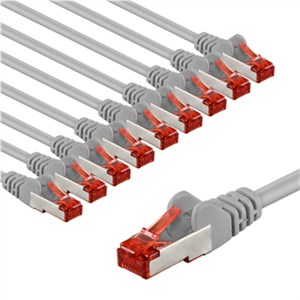 CAT 6 kabel krosowy, S/FTP (PiMF), 5 m, szary, zestaw 10