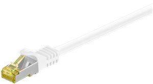 RJ45 Patch Cord CAT 6A S/FTP (PiMF), 500 MHz, with CAT 7 Raw Cable, white