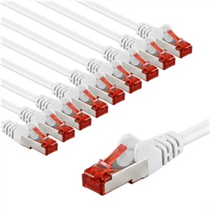 CAT 6 Patch Cable S/FTP (PiMF), 5 m, white, Set of 10